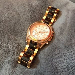 Michael Kors MK rose gold/tortoise watch